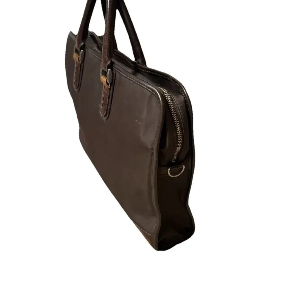 Paul Smith Brown Messenger Bag Briefcase Nylon & Leather Travel Carry On